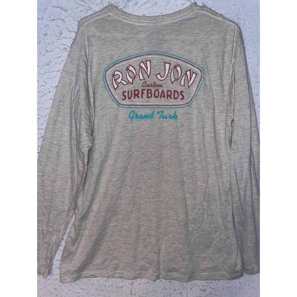 Ron Jon Surf Shop Gray Shirt Grand Turk Beach Vacation Men's L Long Sleeve
